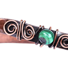 Load image into Gallery viewer, Antique Armenian Copper Wrap Bracelet with Malachite Beads - Infinite Green | NOVICA