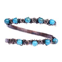 Load image into Gallery viewer, Antique Armenian Copper Wrap Bracelet with Teal Agate Beads - Infinite Teal | NOVICA