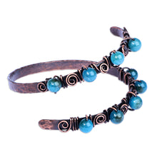 Load image into Gallery viewer, Antique Armenian Copper Wrap Bracelet with Teal Agate Beads - Infinite Teal | NOVICA