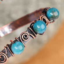 Load image into Gallery viewer, Antique Armenian Copper Wrap Bracelet with Teal Agate Beads - Infinite Teal | NOVICA