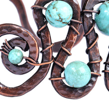 Load image into Gallery viewer, Traditional Reconstituted Turquoise and Copper Cuff Bracelet - Sevan's Rhythm | NOVICA