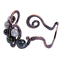 Load image into Gallery viewer, Antiqued-Finished Jade and Copper Cuff Bracelet - Sevan's Vitality | NOVICA