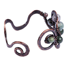 Load image into Gallery viewer, Antiqued-Finished Jade and Copper Cuff Bracelet - Sevan's Vitality | NOVICA