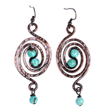 Load image into Gallery viewer, Antiqued Finished Spiral Copper Dangle Earrings from Armenia - Swirls of Eden | NOVICA