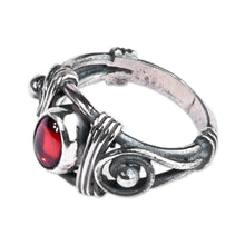 Load image into Gallery viewer, Traditional Sterling Silver Natural Garnet Domed Ring - Crimson Lady | NOVICA