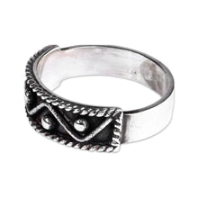 Load image into Gallery viewer, Classic Geometric-Patterned Sterling Silver Band Ring - Armenian Mountains | NOVICA