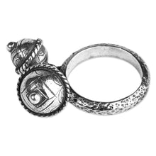 Load image into Gallery viewer, Traditional Oxidized-Finished Sterling Silver Charm Ring - Homeland Rhythm | NOVICA