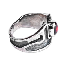 Load image into Gallery viewer, Abstract Sterling Silver Garnet Cocktail Ring from Armenia - Passion's Strength | NOVICA