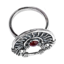 Load image into Gallery viewer, Classic Sun-Themed Carnelian Cocktail Ring from Armenia - Courageous Sunshine | NOVICA