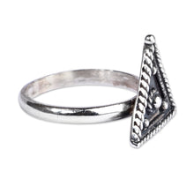 Load image into Gallery viewer, Geometric Oxidized Sterling Silver Cocktail Ring - Three Sides | NOVICA
