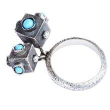 Load image into Gallery viewer, Modern Geometric Reconstituted Turquoise Charm Ring - Symmetry in a Box | NOVICA