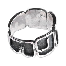 Load image into Gallery viewer, Men's Modern Geometric Sterling Silver Band Ring - Warrior's Strength | NOVICA