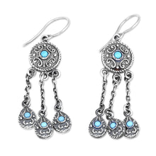 Load image into Gallery viewer, Classic Reconstituted Turquoise Chandelier Earrings - Palatial Serenade | NOVICA
