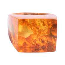 Load image into Gallery viewer, Warm-Toned Resin and Armenian Pear Wood Cocktail Ring - Summer Energy | NOVICA