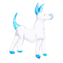 Load image into Gallery viewer, Handblown Light Blue Glass Ridgeback Dog Figurine - Peace Ridgeback | NOVICA