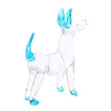 Load image into Gallery viewer, Handblown Light Blue Glass Ridgeback Dog Figurine - Peace Ridgeback | NOVICA