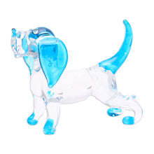 Load image into Gallery viewer, Handblown Light Blue Glass Cocker Spaniel Dog Figurine - Peace Cocker Spaniel | NOVICA