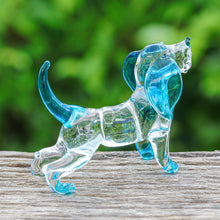 Load image into Gallery viewer, Handblown Light Blue Glass Cocker Spaniel Dog Figurine - Peace Cocker Spaniel | NOVICA