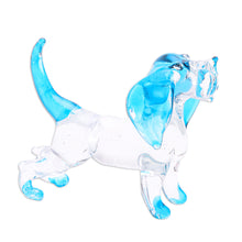 Load image into Gallery viewer, Handblown Light Blue Glass Cocker Spaniel Dog Figurine - Peace Cocker Spaniel | NOVICA