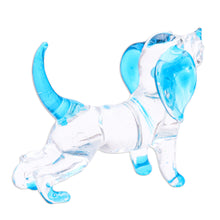 Load image into Gallery viewer, Handblown Light Blue Glass Cocker Spaniel Dog Figurine - Peace Cocker Spaniel | NOVICA