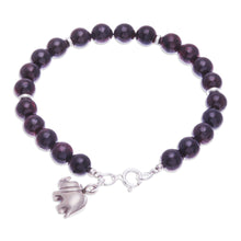 Load image into Gallery viewer, Natural Garnet Beaded Bracelet with Elephant Charm - Passionate Grace | NOVICA