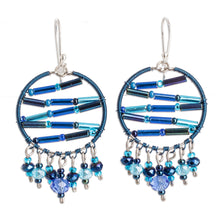 Load image into Gallery viewer, Blue Crystal and Glass Beaded Dangle Earrings from Guatemala - Heaven's Ornaments | NOVICA