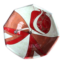 Load image into Gallery viewer, Glazed Red and Green Ceramic Umbrella Jewelry Stand Catchall - Inverted Pomegranate Umbrella | NOVICA