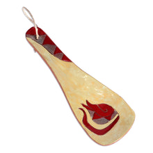 Load image into Gallery viewer, Pomegranate-Themed Painted Beige Ceramic Spoon Rest - Romance Flavors | NOVICA