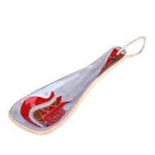 Load image into Gallery viewer, Pomegranate-Themed Painted Grey Ceramic Spoon Rest - Romance Flavors in Grey | NOVICA