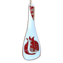 Load image into Gallery viewer, Pomegranate-Themed Painted Blue Ceramic Spoon Rest - Romance Flavors in Blue | NOVICA