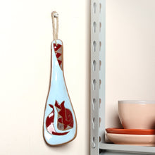 Load image into Gallery viewer, Pomegranate-Themed Painted Blue Ceramic Spoon Rest - Romance Flavors in Blue | NOVICA