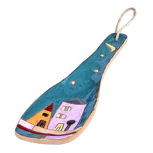 Load image into Gallery viewer, Handcrafted Teal Ceramic Spoon Rest in a Glazed Finish - Teal Metropolis | NOVICA