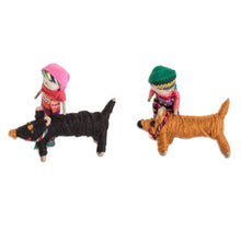 Load image into Gallery viewer, Set of 2 Handmade Cotton Worry Dolls and Dogs from Guatemala - Loyal Companions | NOVICA