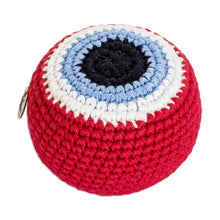 Load image into Gallery viewer, Handcrafted Knit Cotton Hacky Sack in Scarlet Hues - Scarlet Shield | NOVICA