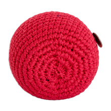 Load image into Gallery viewer, Handcrafted Knit Cotton Hacky Sack in Scarlet Hues - Scarlet Shield | NOVICA
