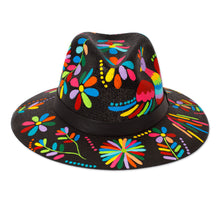 Load image into Gallery viewer, Painted Floral Multicolor Cotton Hat with Faux Leather Band - Jolly Season | NOVICA