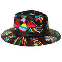 Load image into Gallery viewer, Painted Floral Multicolor Cotton Hat with Faux Leather Band - Jolly Season | NOVICA