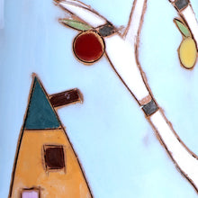 Load image into Gallery viewer, Glazed Ceramic Vase with Pomegranate Tree Motif in Sky Blue - Pomegranate Tree in Blue | NOVICA