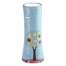Load image into Gallery viewer, Hand-Painted Glazed Ceramic Vase with House and Tree Motif - Fabulous Homes | NOVICA