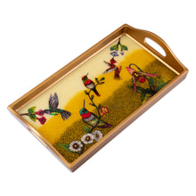 Load image into Gallery viewer, Nature-Themed Reverse-Painted Glass Tray in Warm Hues - Joy at Sunset | NOVICA