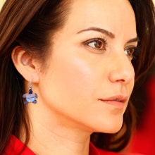 Load image into Gallery viewer, Handblown Glass Turtle Dangle Earrings from Thailand - Turtle Glam | NOVICA