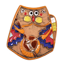 Load image into Gallery viewer, Traditional Cat and Music-Themed Ceramic Magnet from Armenia - Feline Emblem | NOVICA