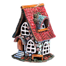 Load image into Gallery viewer, House-Themed Red Painted Ceramic Tealight Holder - Classic Home | NOVICA