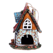 Load image into Gallery viewer, House-Themed Red Painted Ceramic Tealight Holder - Classic Home | NOVICA