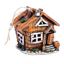 Load image into Gallery viewer, Painted Whimsical Cottage-Themed Ceramic Tealight Holder - Homey Cottage | NOVICA