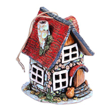 Load image into Gallery viewer, House-Themed Handcrafted Painted Ceramic Tealight Holder - Dreamy Home | NOVICA