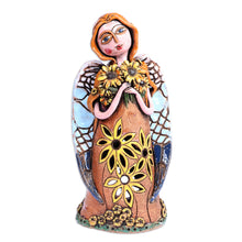 Load image into Gallery viewer, Handcrafted Whimsical Floral Angel Ceramic Sculpture - Angelic Spring | NOVICA
