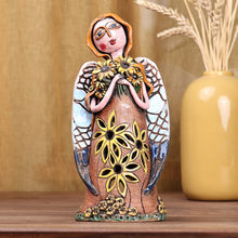 Load image into Gallery viewer, Handcrafted Whimsical Floral Angel Ceramic Sculpture - Angelic Spring | NOVICA