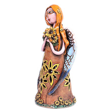 Load image into Gallery viewer, Handcrafted Whimsical Floral Angel Ceramic Sculpture - Angelic Spring | NOVICA