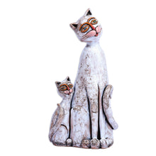 Load image into Gallery viewer, Cat-Themed Painted Ceramic Sculpture Crafted in Armenia - My Feline Heroine | NOVICA